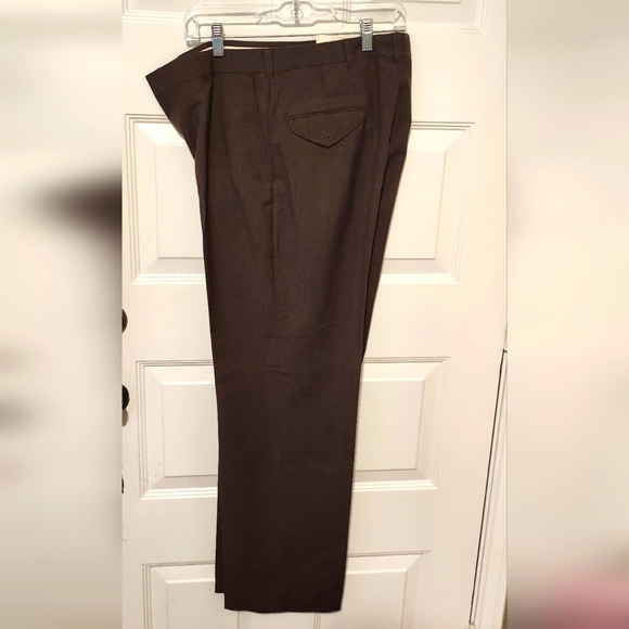 VINTAGE Haggar Men's Flat Front Pants Size 34 X 32 Brown - Picture 2 of 7